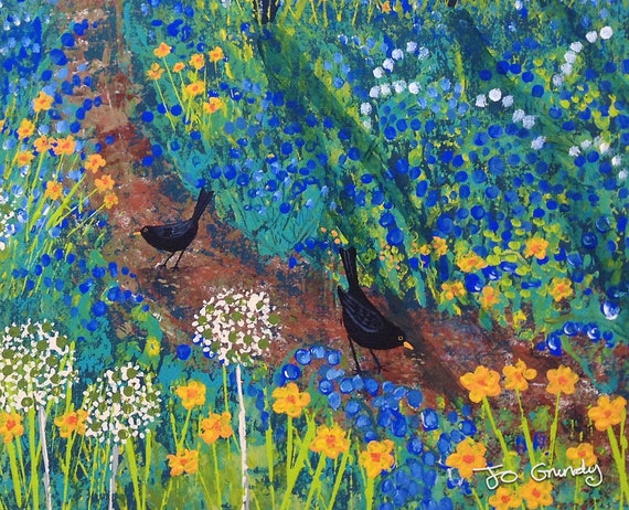 Canvas Print of a Spring Woodland Scene With Bluebells Printed
