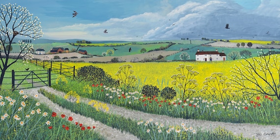 Large canvas print, 20 x 40 inches ready to hang printed from an image 'Canola Fields' by Jo Grundy