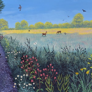 Large canvas print, 20 x 40 inches ready to hang printed from an original painting on canvas 'Down Summer Lane' by Jo Grundy