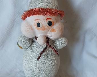 Vintage Paper Mache Christmas Elf Glitter