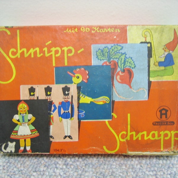 RESERVED Antique Childrens Board Game Schnipp Schnapp German COMPLETE 96 Cards Lithographed