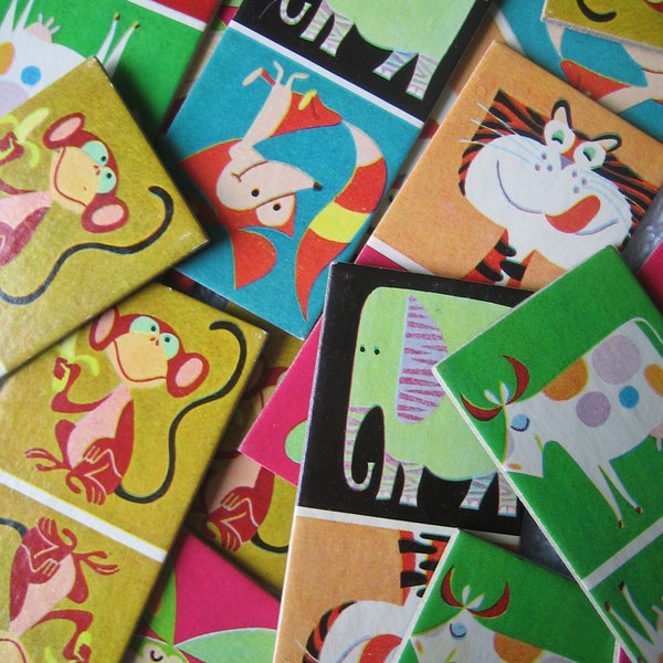 Vintage Dominos Animal Pictures Retro 70s