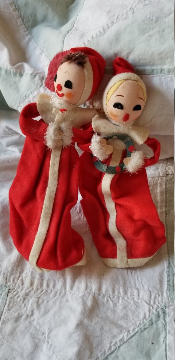 Vintage Pair Of Santa Elves Pixies Christmas Etsy