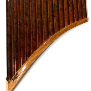 Pan Flute  15 Pipes Dark Burgundy Bamboo Panflute  Tuned Panflute G major From Peru  Case Included