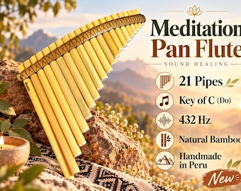 Flûte de Pan de méditation à 21 tuyaux, 432 Hz, tonalité de do, en bambou naturel, fabriquée à la main au Pérou, instrument de guérison sonore