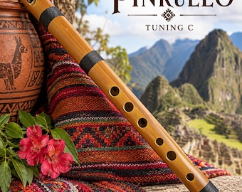 Flûte en bambou Pinkullo péruvienne en do 440 Hz, instrument à vent andin artisanal de 30 cm (12 pouces), flûte folklorique traditionnelle du Pérou