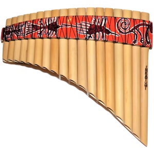 Left Handed 18 pipes - Panflute 18 Pipes Handmade Panflute Nazca Lines Design from Peru - Item in USA -Case Included