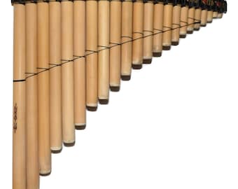 Flauta de Pã Peruana de 22 Tubos Afinada, Flauta de Pã de Bambu Natural (Zampona), Instrumento Musical Andino Artesanal do Peru com Estojo Incluso