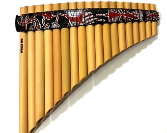 Panflute 18 Pipes Handmade Panflute Nazca Lines Design from Peru - Item in USA -Case Included