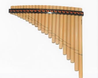Flauta de Pã para Canhoto com 22 Tubos - Flauta de Pã em Bambu Natural do Peru - Produto Artesanal nos EUA - Estojo Incluso