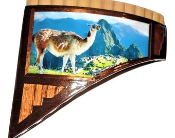 Flûte de pan incurvée 13 tuyaux du Pérou, instrument de musique andin accordable avec motifs Machu Picchu, étui inclus