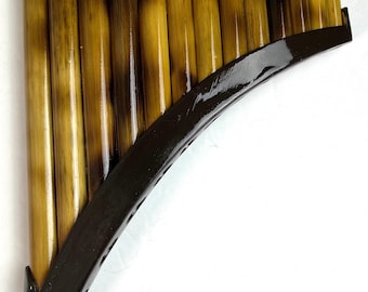 Flûte de Pan 13 tuyaux Flûte de Pan accordable Bambou foncé du Pérou - Instrument andin aux Etats-Unis - Étui inclus