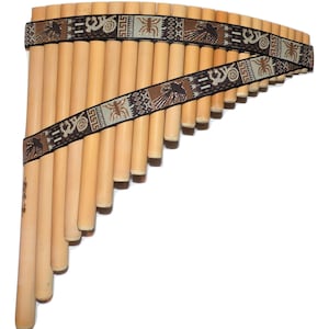 Pan Flute  22 Pipes  Andean Panflute Tuned Panflute  Bamboo Panflute  22 Pipes - From Peru - Panflute Nazca Lines Designs -