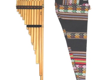 Flauta de Pã Peruana Zampona Siku 23, Instrumento Andino de Bambu, Flauta de Pã Artesanal, Instrumento de Música Folclórica Afinada com Estojo Incluso (Nova)