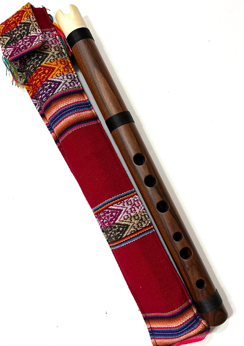 Rosewood Quena Wood Quena Handmade Quena with Bone Mouthpiece Tuned Quena From Peru Tuned G Sol Item in USA Case Included image 4