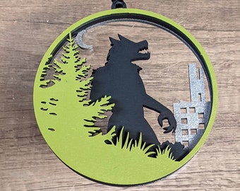 Werewolf Ornament, Michigan Dogman, Wolfman, Beast of Bray Road, Cryptid Ornament, Cryptidcore, Lycanthrope, Lycanthropy, Myth and Legend