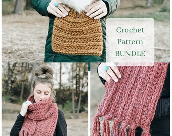 Super Bulky Beanie and Scarf Crochet Pattern Bundle (PDF Pattern)