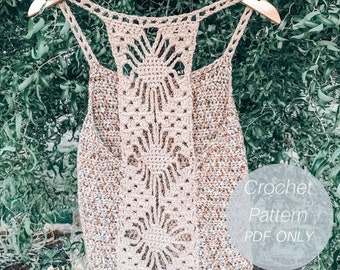 Crochet Tank Top Pattern / ADULT Lacy Lotus Tank Top / Summer Crochet Top / Pattern ONLY