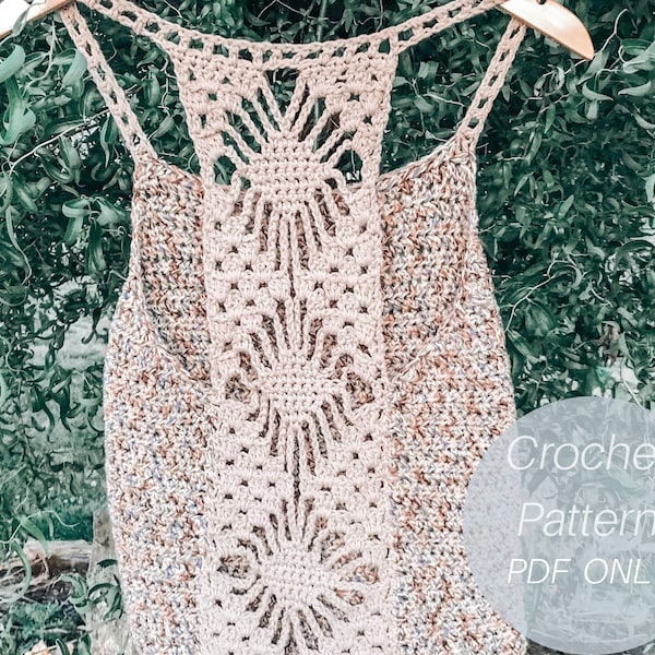 Crochet Tank Top Pattern / ADULT Lacy Lotus Tank Top / Summer Crochet Top / Pattern ONLY