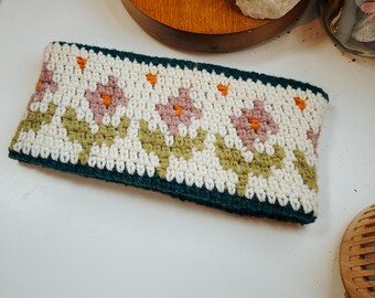 Wild Flower Crochet Headband Pattern: Color Work Ear Warmer (PDF Pattern)