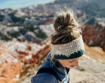 Snowy Mountain Headband Crochet Pattern: Color Work Ear Warmer (PDF Pattern)