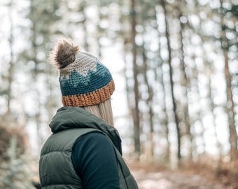 Gorro de Montaña / Tallas para Adultos / Patrón de Gorro de Crochet / Patrón de Gorro de Crochet / Solo Patrón / Gorro de Naturaleza / Patrón de Crochet de Montaña