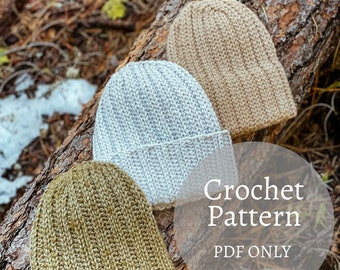 Granite Peak Beanie Crochet Pattern BUNDLE: 3 Brim Styles (PDF)