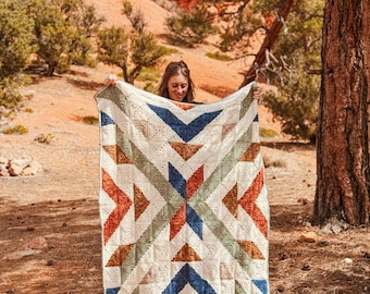 Southwest mozaïekquilt / gehaakte dekenpatroon / eenvoudig gehaakte deken / gehaakte quilt / Azteekse print / bergen haken / Grandma Square