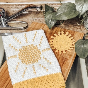 Sunshine Bundle / Sunshine scrubbie and Dish Towel / Crochet pattern / dish cloth / dish towel / PDF Crochet patterns only
