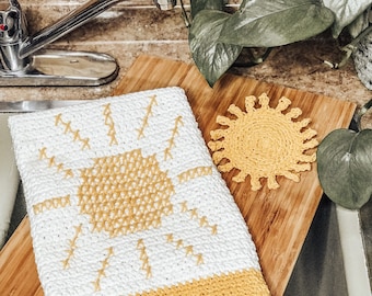 Sunshine Bundle / Sunshine scrubbie and Dish Towel / Crochet pattern / dish cloth / dish towel / PDF Crochet patterns only