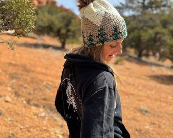 Adventure Beanie Crochet Pattern: Mountain Tree Design (PDF Pattern)