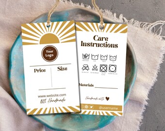 Editable product tag, editable thank you card, Thank you stickers, Canva template, hang tag template, price tag