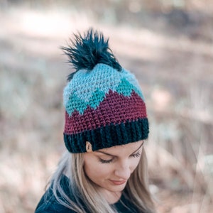 Mountain Range Hat / Adult sizes/ Crochet Hat Pattern / Crochet Beanie Pattern / Pattern Only image 5