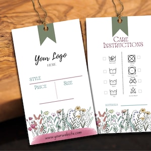 Etiqueta de produto editável, marca de flores silvestres, cartão de agradecimento editável, adesivos de agradecimento, modelo Canva, modelo de etiqueta para pendurar, etiqueta de preço