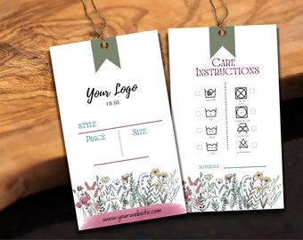 Editable product tag, wildflower branding, editable thank you card, Thank you stickers, Canva template, hang tag template, price tag