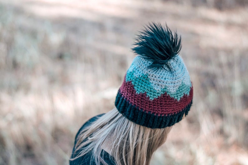 Mountain Range Hat / Adult sizes/ Crochet Hat Pattern / Crochet Beanie Pattern / Pattern Only image 8