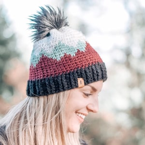 Mountain Range Hat / Adult sizes/ Crochet Hat Pattern / Crochet Beanie Pattern / Pattern Only image 7