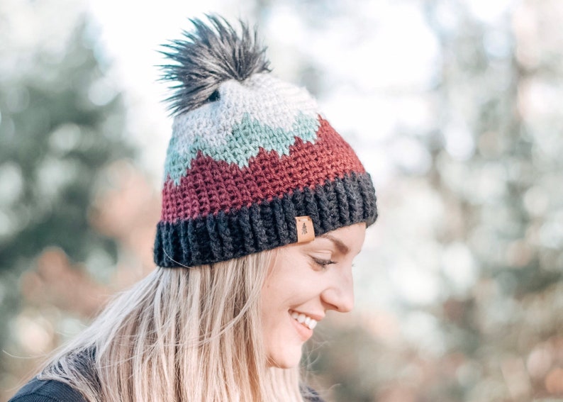 Mountain Range Hat / Adult sizes/ Crochet Hat Pattern / Crochet Beanie Pattern / Pattern Only image 7