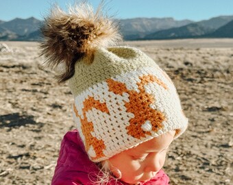 Beanie Pattern /  Bunny Butt Beanie / Color work pattern / Crochet Pattern / Quick and Easy crochet pattern / Ear Warmer Pattern / Spring