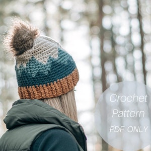 Mountain Range Hat / Adult sizes/ Crochet Hat Pattern / Crochet Beanie Pattern / Pattern Only*