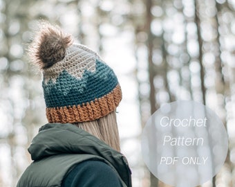 Mountain Range Hat / Adult sizes/ Crochet Hat Pattern / Crochet Beanie Pattern / Pattern Only*