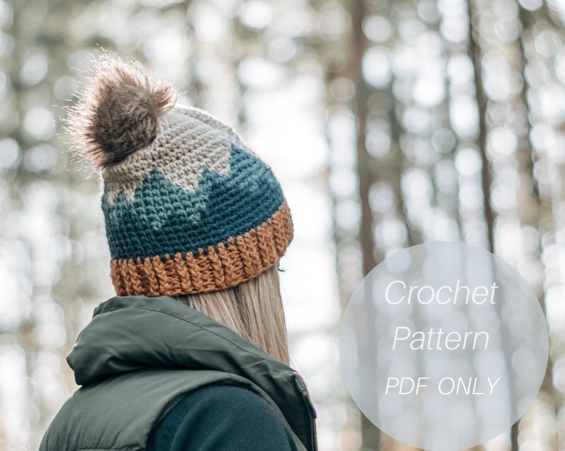 Mountain Range Hat / Adult sizes/ Crochet Hat Pattern / Crochet Beanie Pattern / Pattern Only image 1