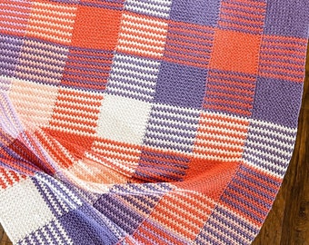 PIXEL PLAID CROCHET blanket pattern/crochet baby blanket/easy crochet pattern/Modern Patchwork Blanket/baby blanket/baby shower gift