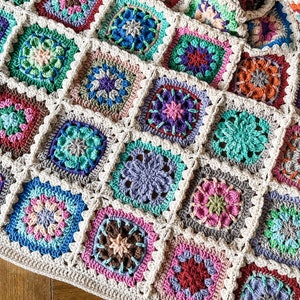 Gumdrop Garden Blanket Crochet PATTERN, Zen Motif Crochet Tutorial, Geometric motif Crochet Afghan Template