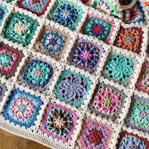 Gumdrop Garden Blanket Crochet PATTERN, Zen Motif Crochet Tutorial, Geometric motif Crochet Afghan Template