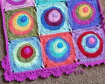 CROCHET PATTERN BLANKET/Offset Circles Blanket/crochet blanket pattern/modern crochet pattern/crochet afghan pattern/geometric crochet gift