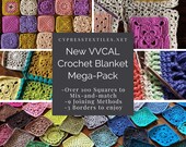 CROCHET PATTERN BUNDLE - 5 PDFs with over 100 squares designed to mix and match, 9 joining methods, and 3 lacy borders