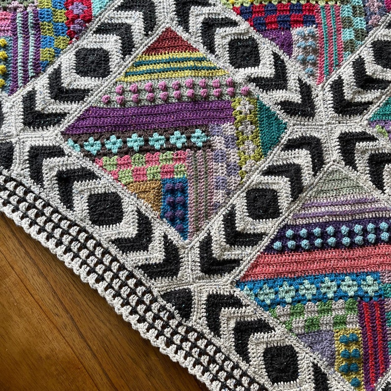 COLOR RIOT BLANKET patterns/crochet baby blanket/crochet blanket/crochet granny square/easy crochet pattern/easy blanket pattern/art blanket image 8