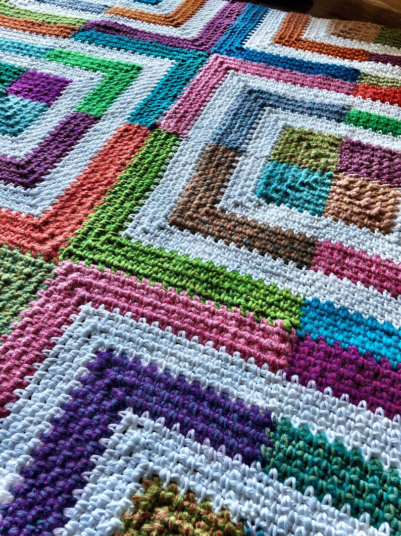 LISSMISS BLANKET/crochet blanket afghan pattern/popular crochet pattern/Linen Stitch Mitered Square/linen stitch/easy baby blanket image 3