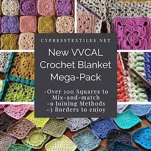 CROCHET PATTERN BUNDLE - 5 PDFs with over 100 squares designed to mix and match, 9 joining methods, and 3 lacy borders
